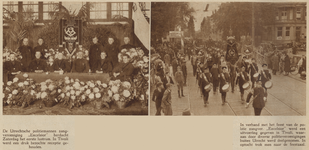 874504 Collage van 2 foto's betreffende de viering van het 5-jarig bestaan van de Utrechtsche ...
